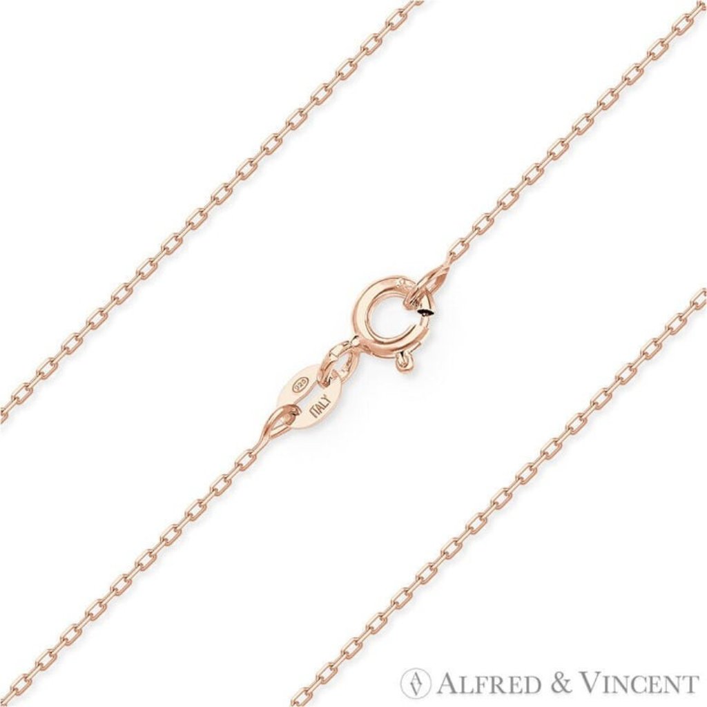 0.9mm D-Cut Anchor Link Necklace In .925 Sterling Silver W/ 14k Rose Gold - 18
